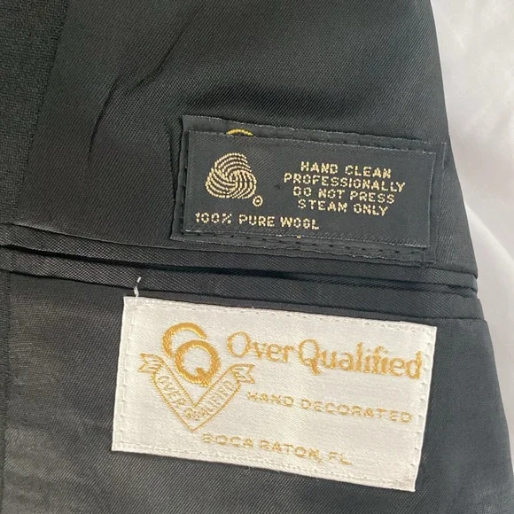 Vintage 90’s Overqualified men’s embellished black blazer tuxedo shirt L - Picture 3 of 9